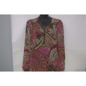 CACHE Women's Size M Semi-Sheer Pull-Over Top-Tunic Paisley Print